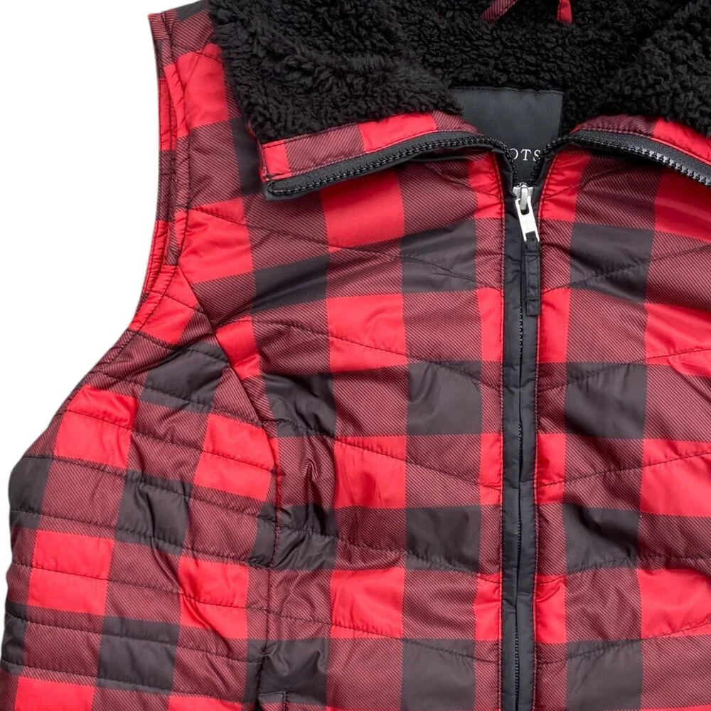 Talbots Quilted Sherpa Lined Buffalo Plaid Vest Country Cabin Outdoor HIking-X - Picture 6 of 16